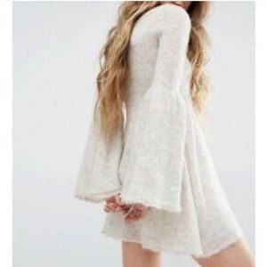 Free People Cream Bell Sleeve Midi Dress